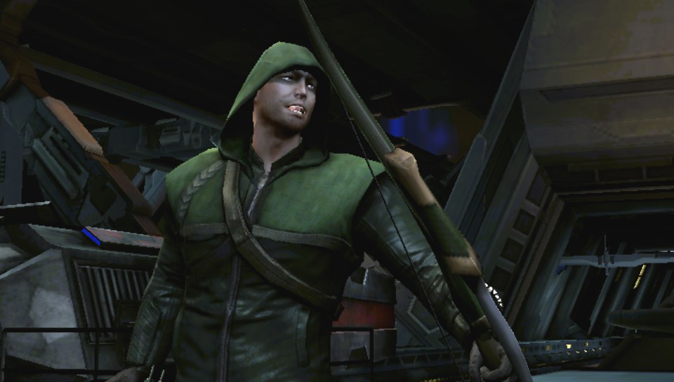 Previously DLC skins like this ARROW-inspired Green Arrow skins are included and are unlocked.  Bonus for this one:  The voice changes over to Stephen Amell's.